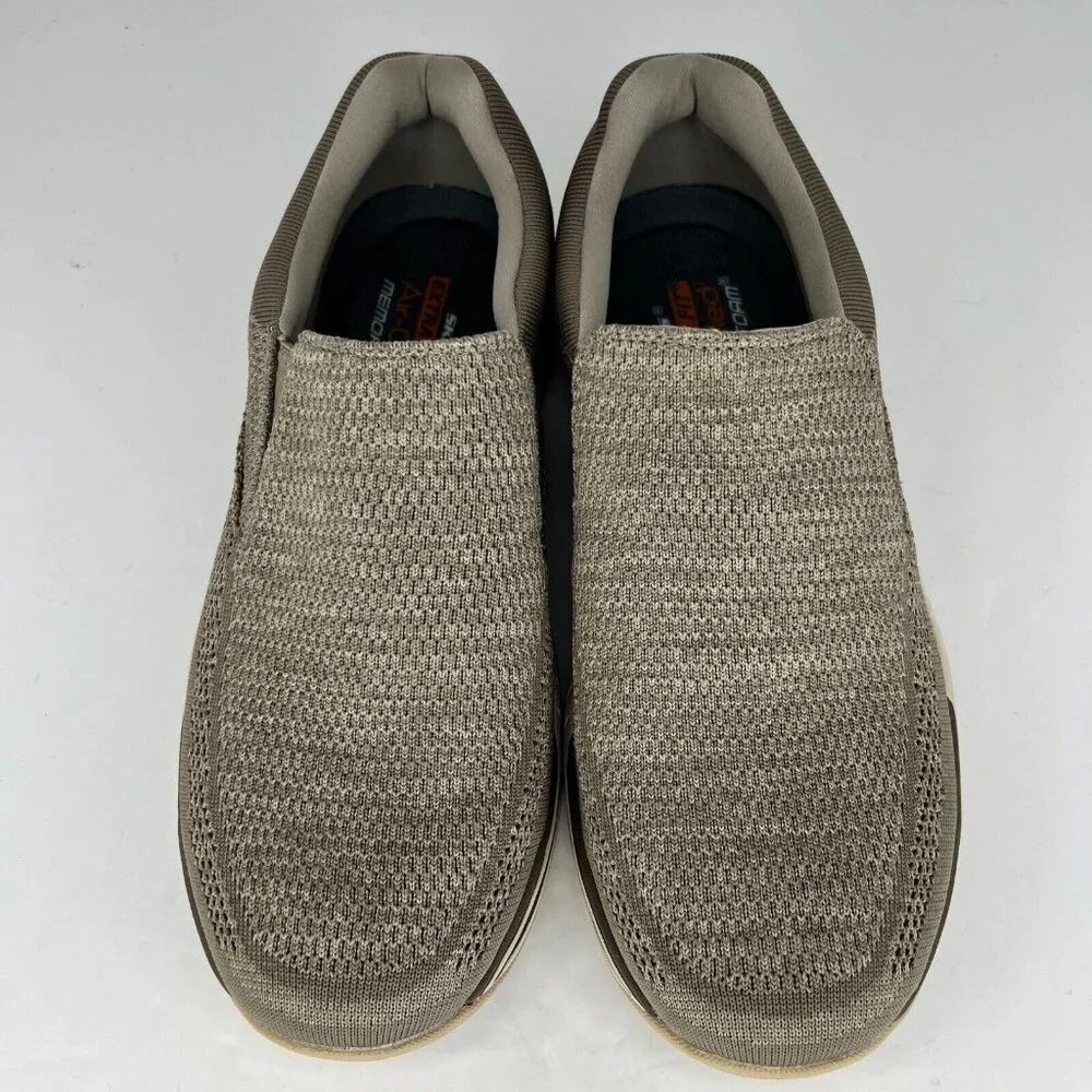 Skechers Mens 65086EWW Taupe Memory Foam Relaxed Fit Size 11.5 Slip-on Sneakers